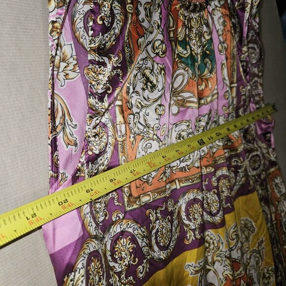 MNG Mango Baroque Print Blouse Women Sz 8 Sleeveless Colorful  Dressy Versatile - Picture 6 of 10